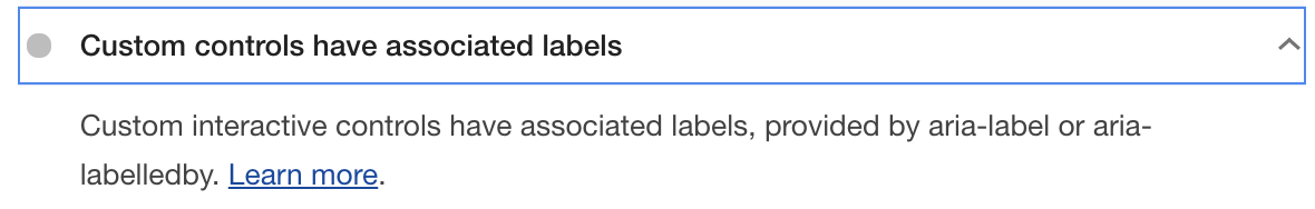 Lighthouse feedback: Custom controls have associated labels